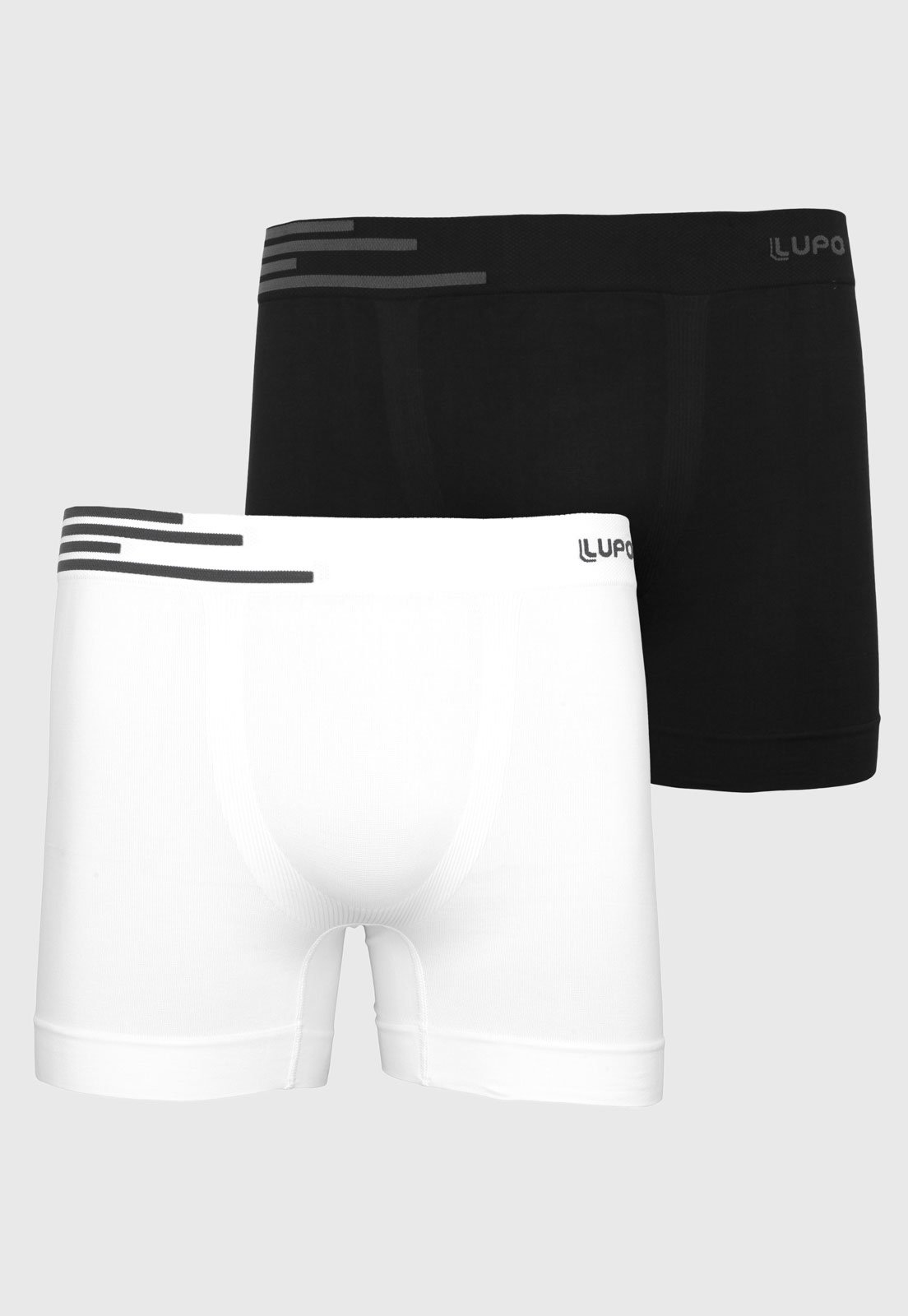 Kit 2pçs Cueca Lupo Boxer Logo Preta/Branca