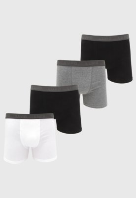 Menor preço em Kit 4pçs Cueca Lupo Boxer Logo Preto/Cinza