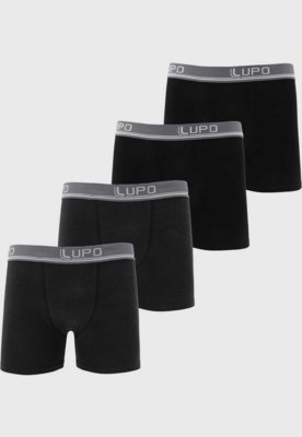 Kit 4pçs Cueca Lupo Boxer Logo Preto/Grafite Menor preço em Kit 4pçs Cueca Lupo Boxer Logo Preto/Grafite