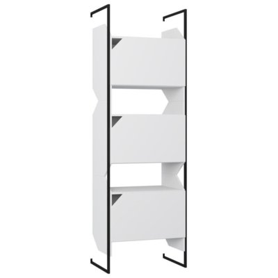 Estante Tripla Com Porta E Suporte Metálico Lyam Decor Soul Branco Menor preço em Estante Tripla Com Porta E Suporte Metálico Lyam Decor Soul Branco