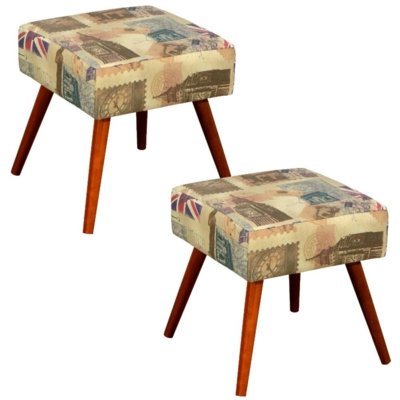 Kit 02 Puffs Decorativos Lyam Decor Lívia Linho London Menor preço em Kit 02 Puffs Decorativos Lyam Decor Lívia Linho London