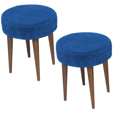Kit 2 Puffs Banqueta Alta Velvet Pés Palito 670 Lyam Decor Azul Menor preço em Kit 2 Puffs Banqueta Alta Velvet Pés Palito 670 Lyam Decor Azul
