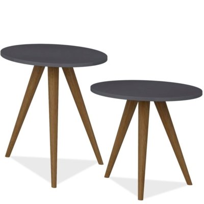 Kit com Mesa de Canto e Mesa Lateral Lyam Decor Retrô Preto Menor preço em Kit com Mesa de Canto e Mesa Lateral Lyam Decor Retrô Preto