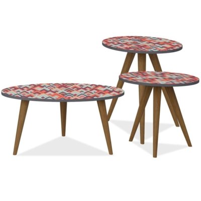 Kit com Mesa de Centro e Mesas Laterais Lyam Decor Retrô Vermelho Menor preço em Kit com Mesa de Centro e Mesas Laterais Lyam Decor Retrô Vermelho