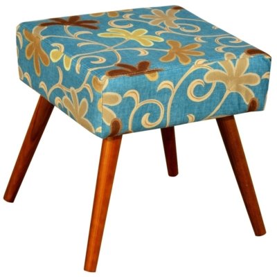 Puff Decorativo Lyam Decor Lívia Floral Azul Menor preço em Puff Decorativo Lyam Decor Lívia Floral Azul