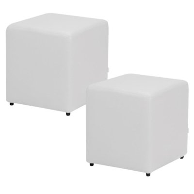 Menor preço em Kit 2 Puff Quadrado Corino 238 Lyam Decor Branco