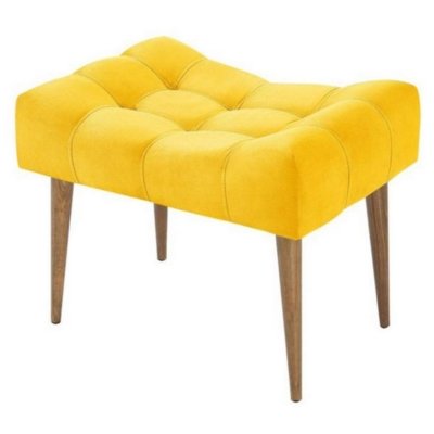 Puff Requinte Banqueta Pés Palito Suede Lyam Decor Amarelo Menor preço em Puff Requinte Banqueta Pés Palito Suede Lyam Decor Amarelo