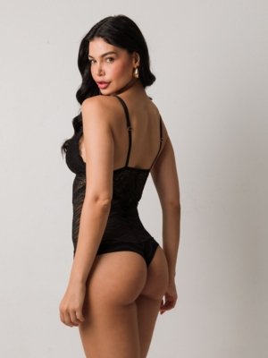 Body M'lev em Renda Preto