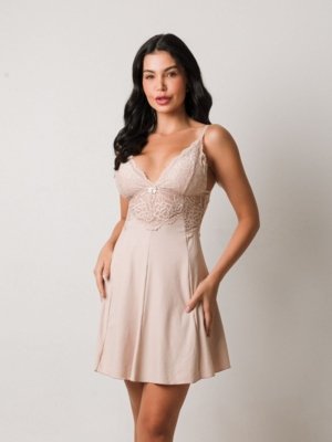Camisola M'lev em Micro e Renda Bege