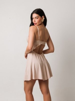 Camisola M'lev em Micro e Renda Bege