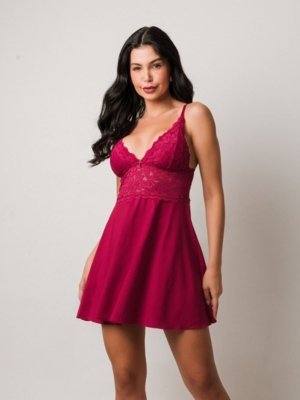 Camisola M'lev em Micro e Renda Rosa Pink