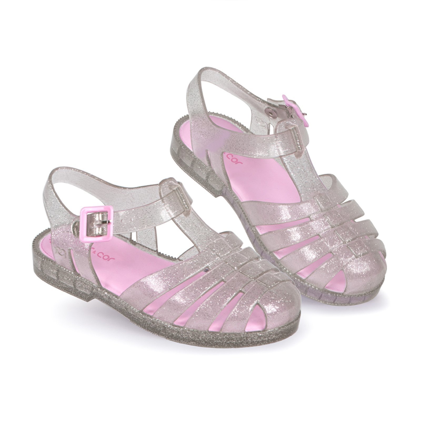 Sandália Infantil para Menina Mar e Cor Rosa com Glitter