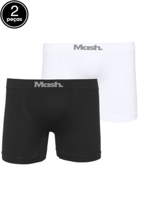 Kit 2 Pçs Cueca MASH Boxer Logo Preto e Branco