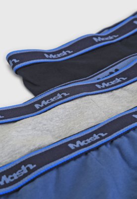 Kit 3pçs Cueca MASH Boxer Logo Cinza