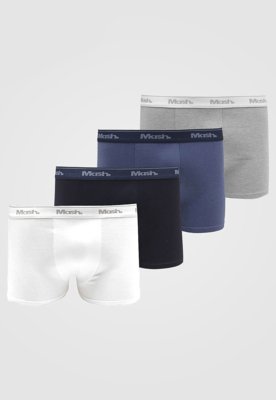 Kit 4pçs Cueca MASH Boxer Logo Branco