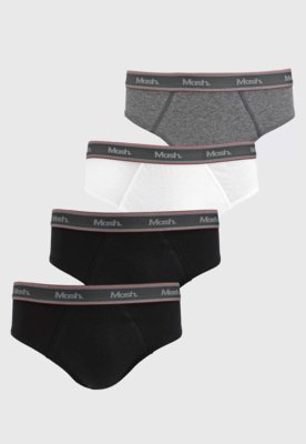 Kit 4pçs Cueca MASH Slip Logo Azul-Marinho/Branca Menor preço em Kit 4pçs Cueca MASH Slip Logo Azul-Marinho/Branca