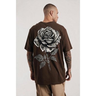 Camiseta Regular Costas Rosa Dolar Marrom Expresso