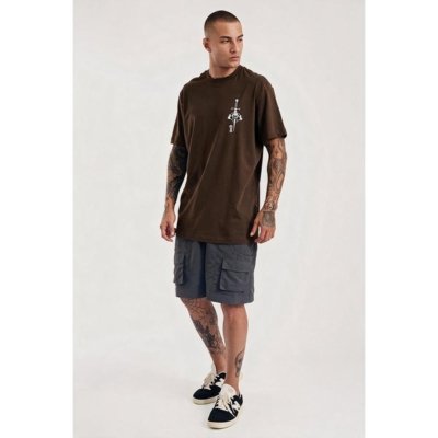 Camiseta Regular Lateral Adaga Rosa Marrom Expresso
