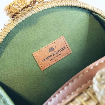 BOLSA DE PRAIA DE RATTAN ESTRUTURADA COM FORRO - BORA BORA - Verde - MELLOW BRAZIL