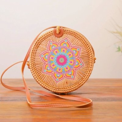 BOLSA DE PRAIA DE RATTAN ESTRUTURADA COM FORRO - TULUM - Marrom - MELLOW BRAZIL