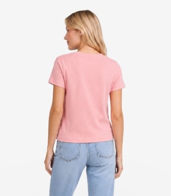 Blusa Feminina Em Ribana Com Termocolante Minty Rosa