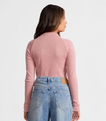 Blusa Juvenil Manga Longa Ribana Minty Rosa