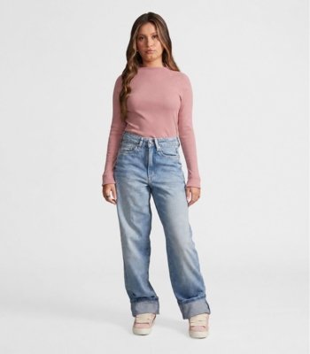 Blusa Juvenil Manga Longa Ribana Minty Rosa