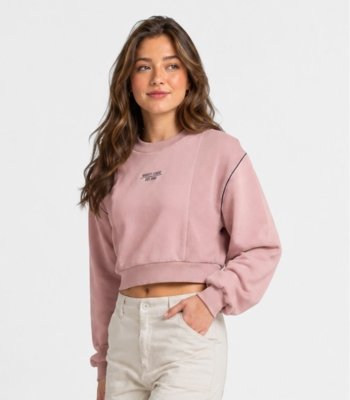 Blusão Juvenil Moletom e Ribana Com Estampa Minty Rosa
