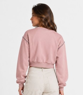 Blusão Juvenil Moletom e Ribana Com Estampa Minty Rosa