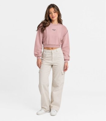 Blusão Juvenil Moletom e Ribana Com Estampa Minty Rosa