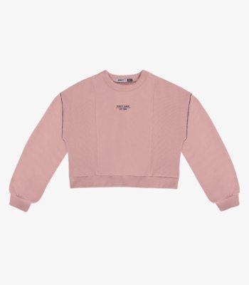Blusão Juvenil Moletom e Ribana Com Estampa Minty Rosa