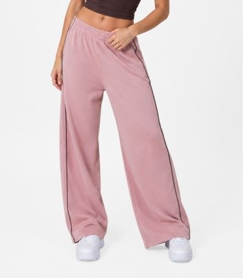 Calça Juvenil Wide Leg Moletom Felpado Minty Rosa
