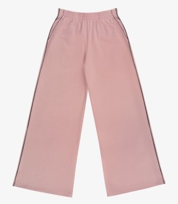 Calça Juvenil Wide Leg Moletom Felpado Minty Rosa