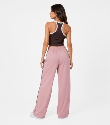 Calça Juvenil Wide Leg Moletom Felpado Minty Rosa