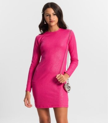 Vestido Juvenil Em Ribana Canelada Minty Rosa