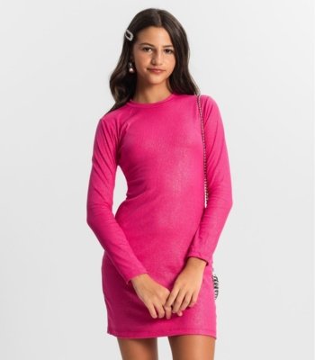 Vestido Juvenil Em Ribana Canelada Minty Rosa