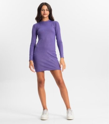 Vestido Juvenil Em Ribana Canelada Minty Roxo