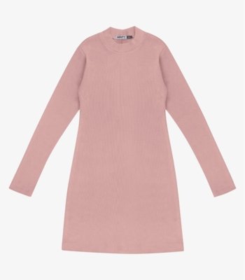 Vestido Juvenil Midi Manga Longa Em Ribana Minty Rosa