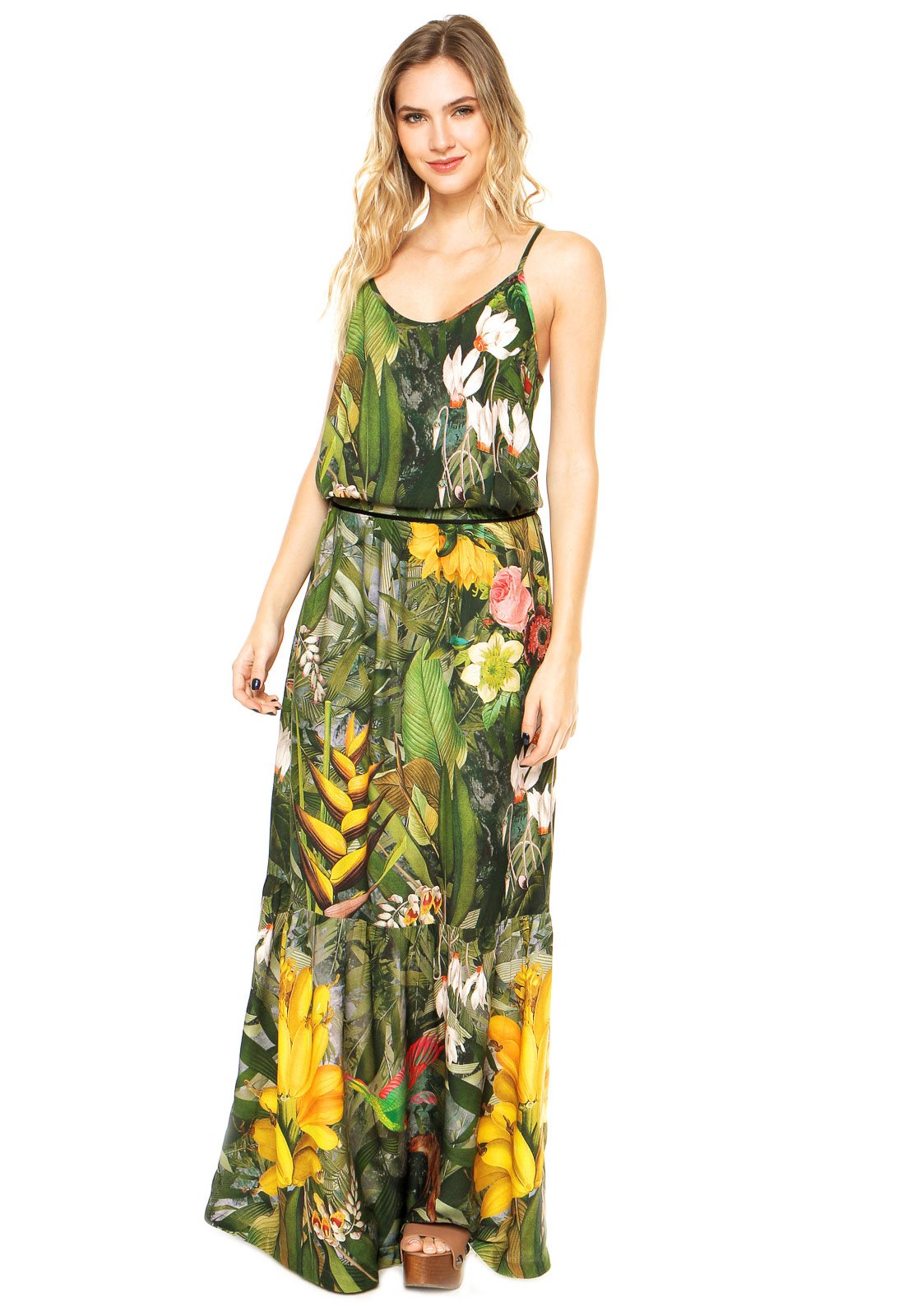 vestido longo tropical