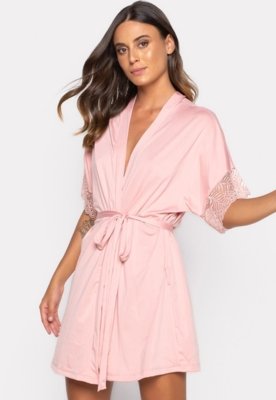 Robe Mood Modas Feminino Hobby Hobbie Roupão Sexy Madrinha Casamento Robe 238 Rosa