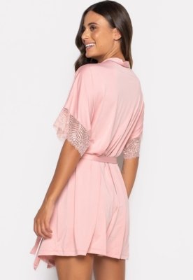 Robe Mood Modas Feminino Hobby Hobbie Roupão Sexy Madrinha Casamento Robe 238 Rosa