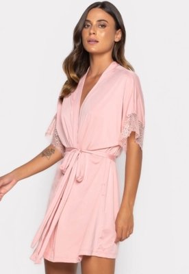 Robe Mood Modas Feminino Hobby Hobbie Roupão Sexy Madrinha Casamento Robe 238 Rosa
