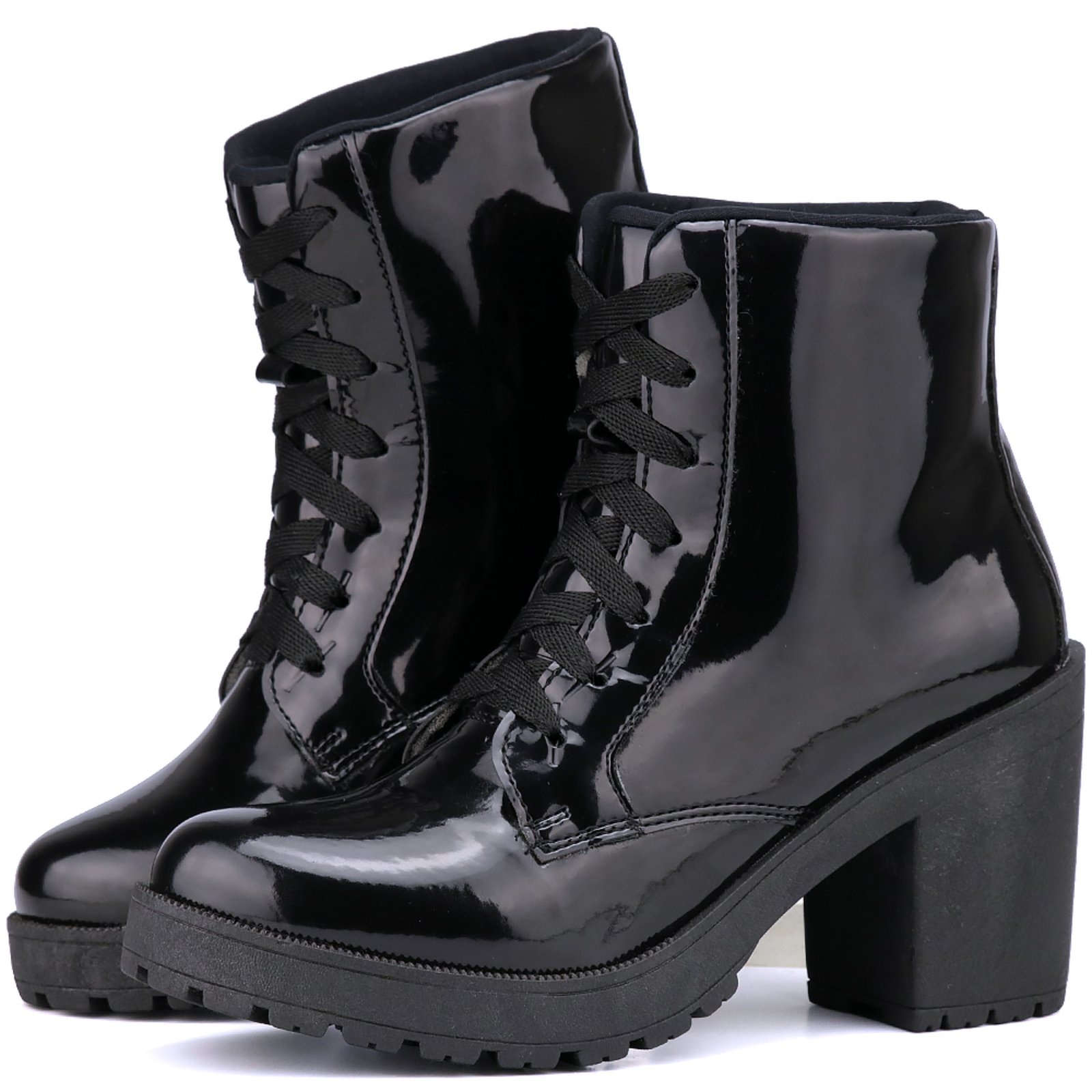 bota coturno magi shoes verniz preto