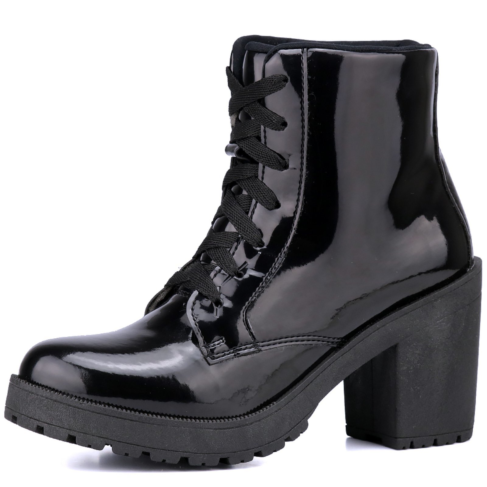 bota coturno magi shoes verniz preto