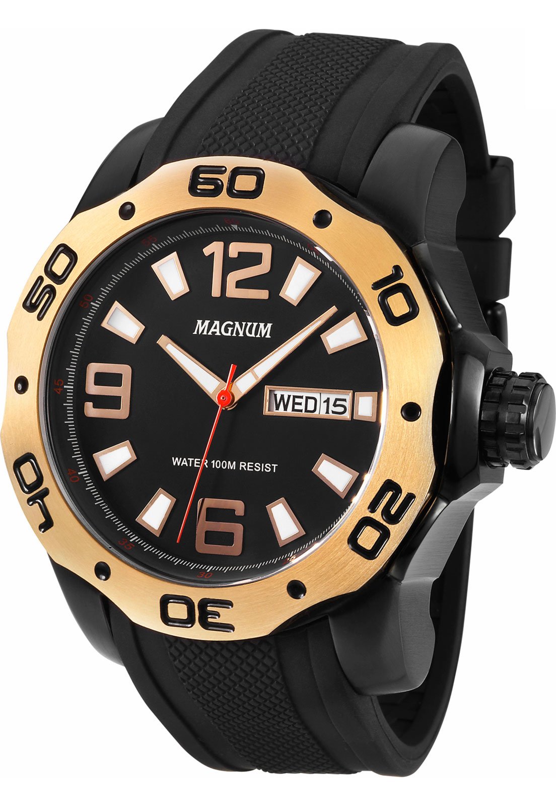 Relogio Magnum Pulseira Borracha Preto