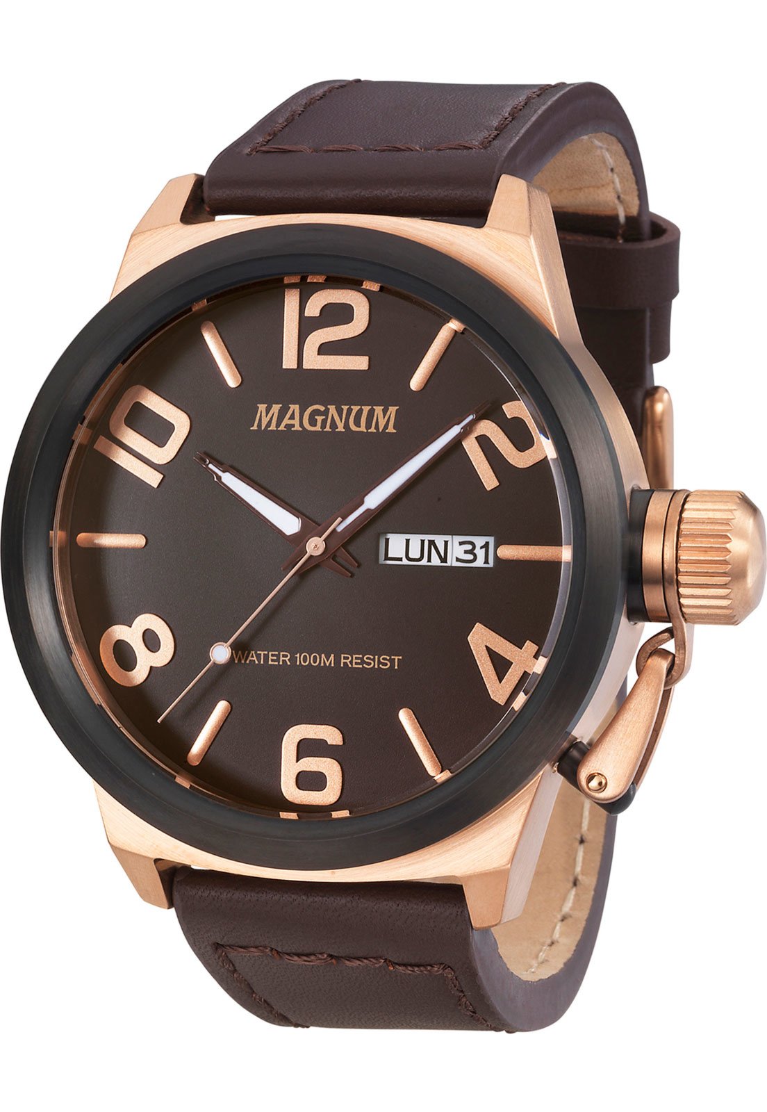 Relógio Magnum Masculino Ma33755z Rose Marrom Couro