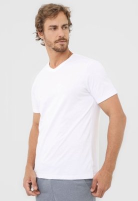 Camiseta Malwee Gola V Branca Menor preço em Camiseta Malwee Gola V Branca