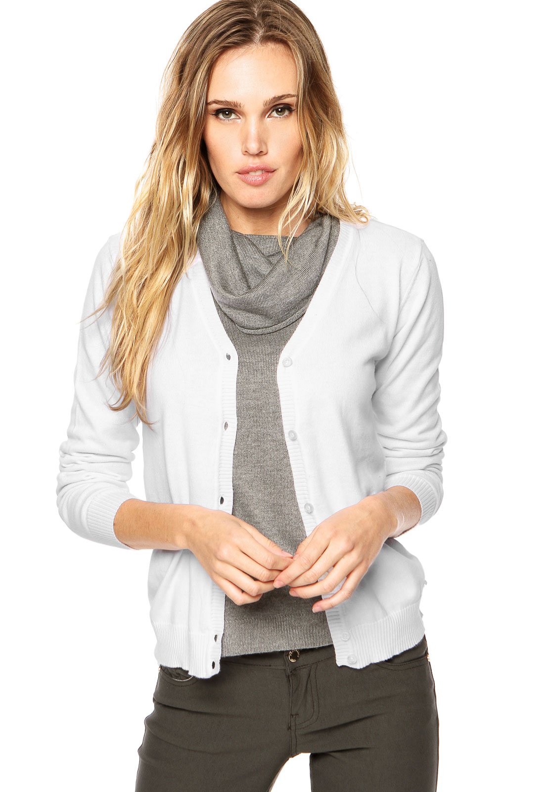 cardigan feminino gola v