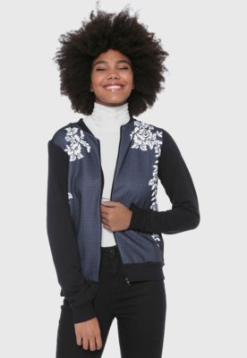 Jaqueta Bomber Malwee Floral Preto/Azul-marinho é boa?