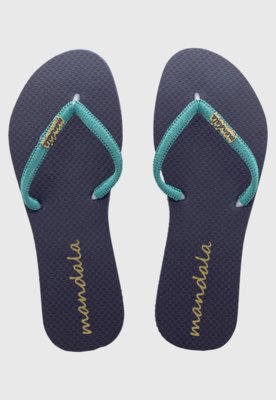 Chinelo Flat Mandala Macramê Azul Marinho Menor preço em Chinelo Flat Mandala Macramê Azul Marinho